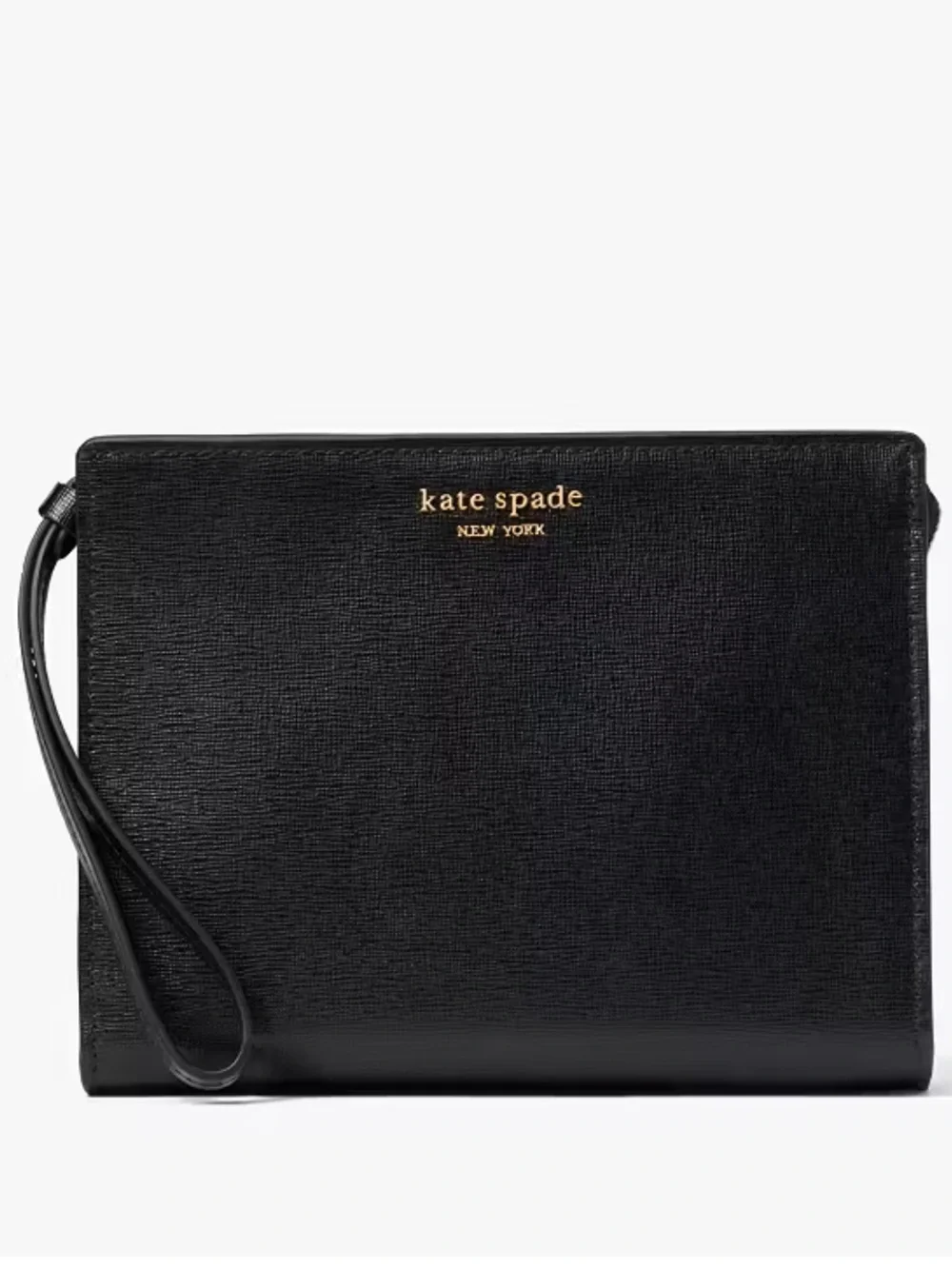 kate spade Black Leather Wristlet with Gold Logo
